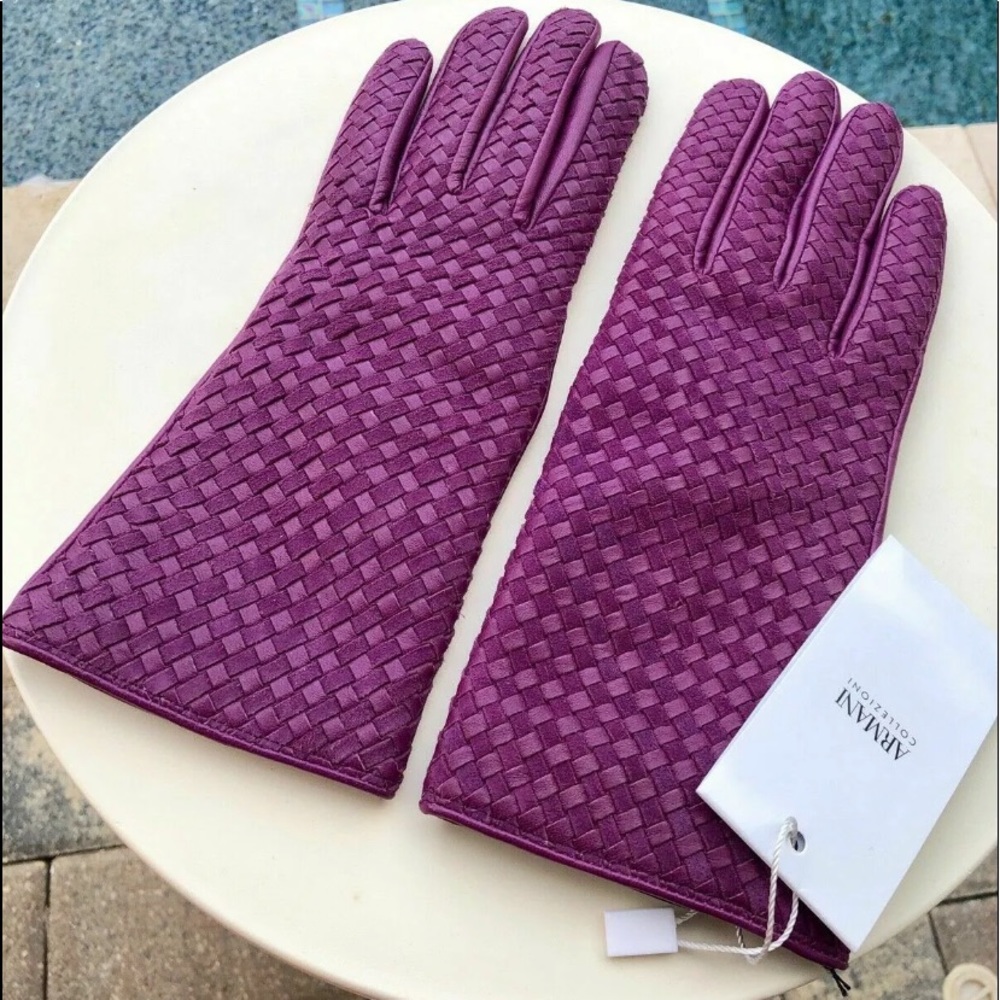 Armani Collezioni braided Leather gloves Size S